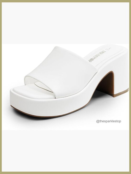 Shoes - Women's Chunky Platform Heels Square Open Toe Block Heel Sandals